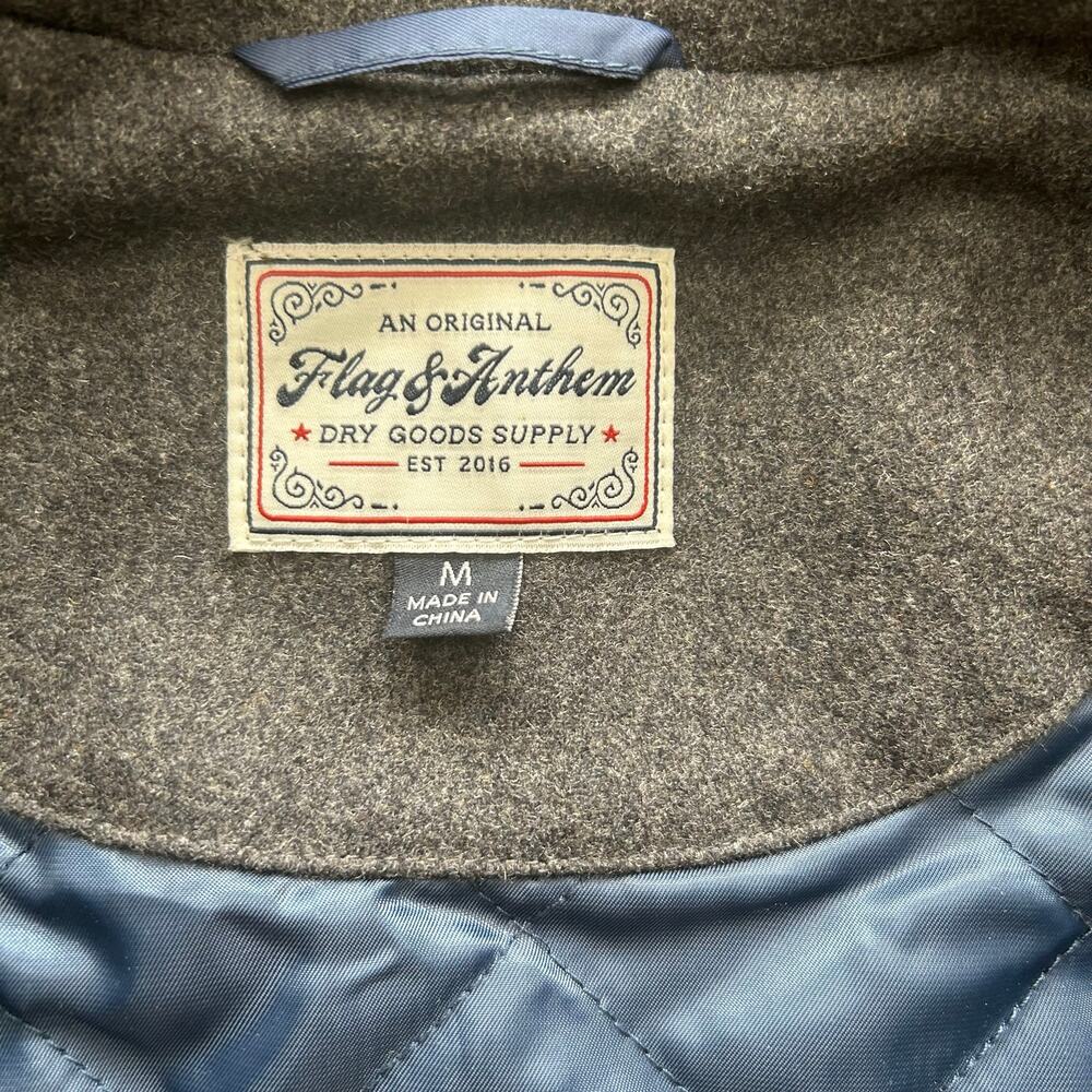 Men’s Wool Bomber Jacket - Flag & Anthem - Gray - Medium - Retro Classic Style. - Picture 9 of 13